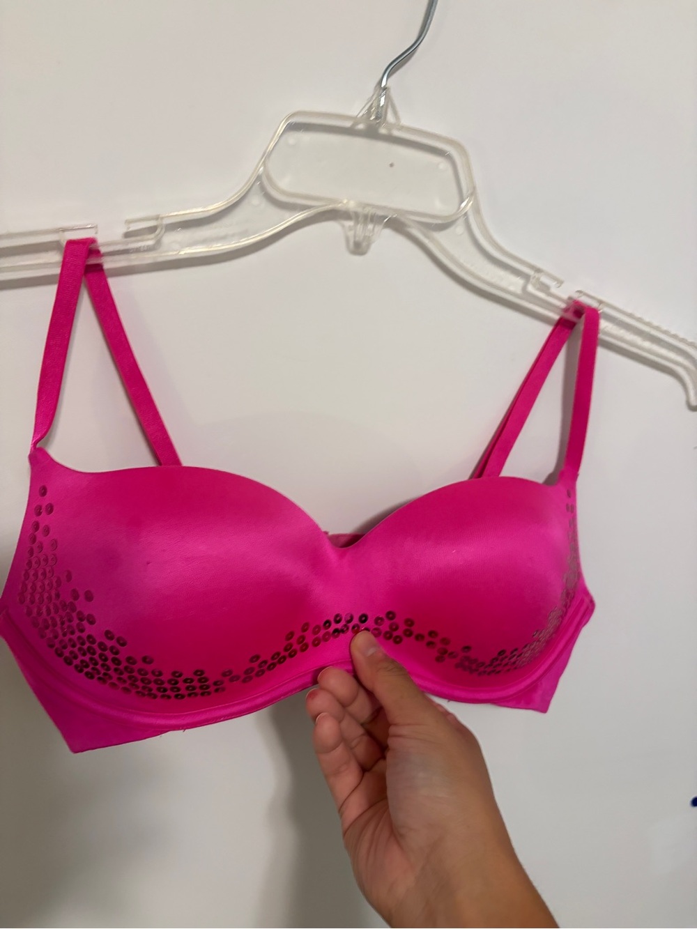 Victoria's Secret Hot Pink Molded Cup Bra with sequins